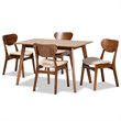 Baxton Studio Katya Sand Walnut Brown Finished Wood 5-Piece Dining Set