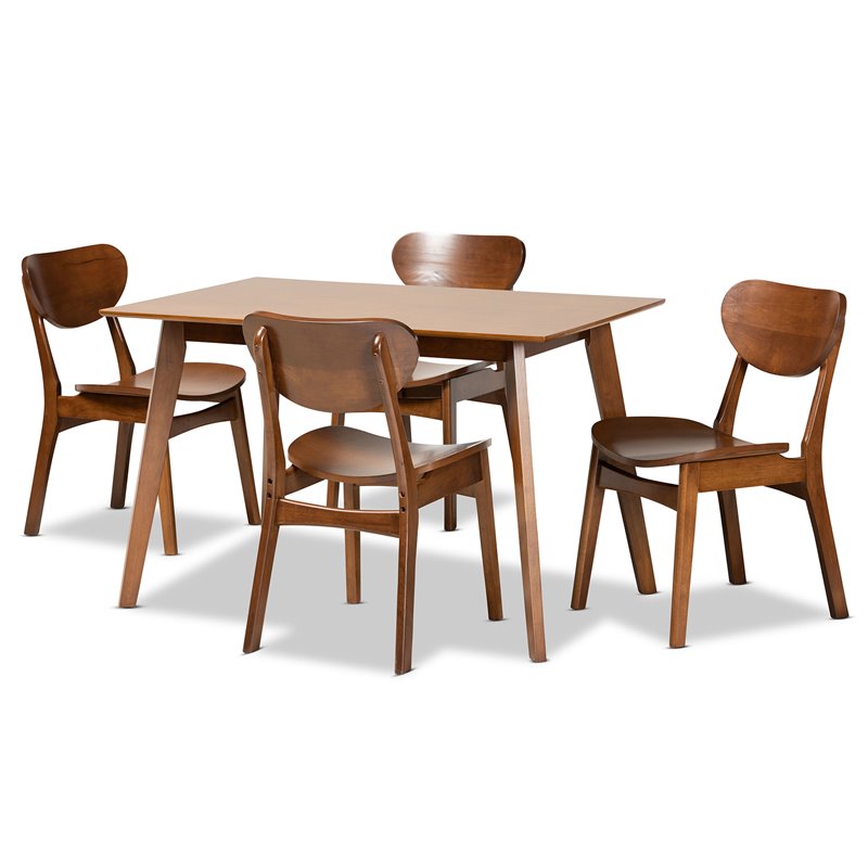 Baxton Studio Katya Walnut Brown Finished Wood 5-Piece Dining Set