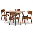 Baxton Studio Katya Walnut Brown Finished Wood 5-Piece Dining Set