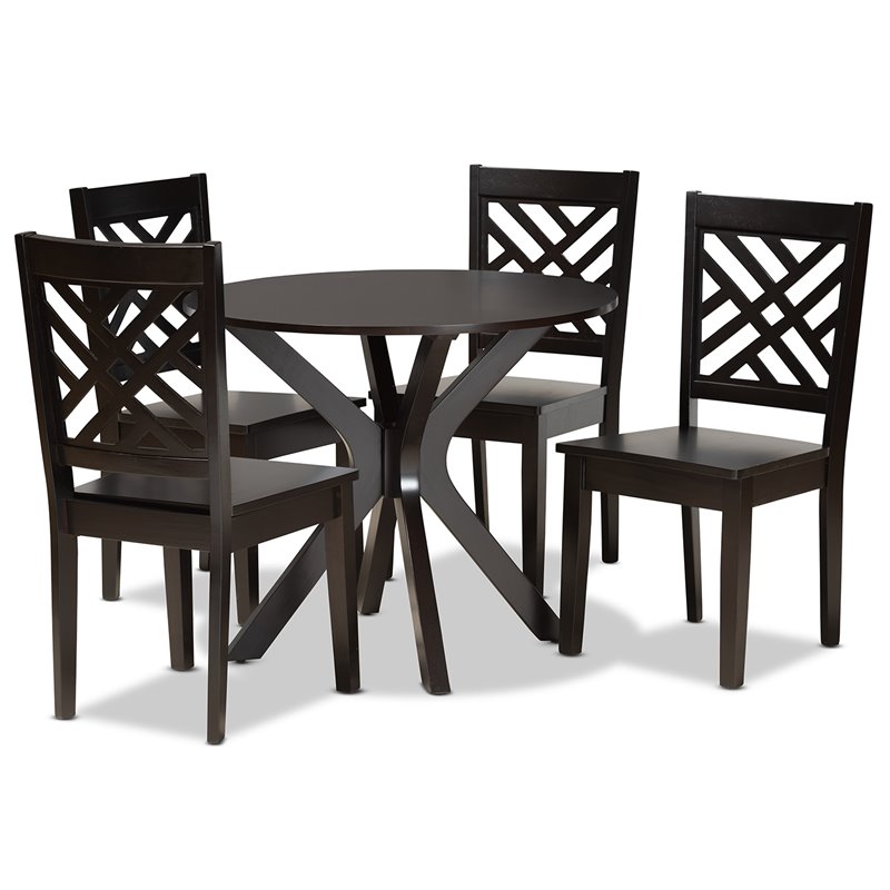 Baxton Studio Ela Dark Brown Finished Wood 5-Piece Dining Set