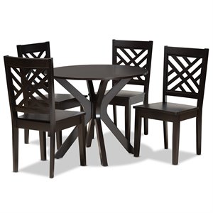 Baxton Studio Ela Dark Brown Finished Wood 5-Piece Dining Set