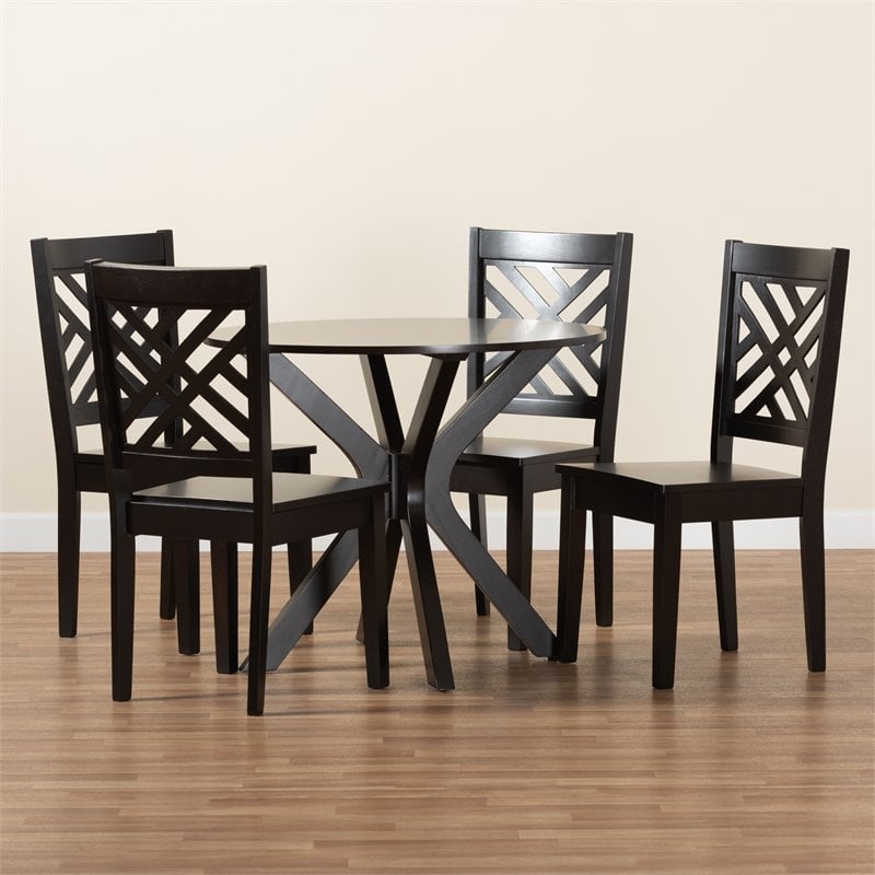 Baxton Studio Ela Dark Brown Finished Wood 5-Piece Dining Set