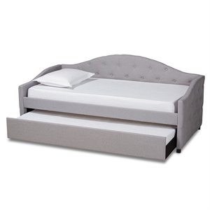 baxton studio becker transitional grey twin size daybed with trundle