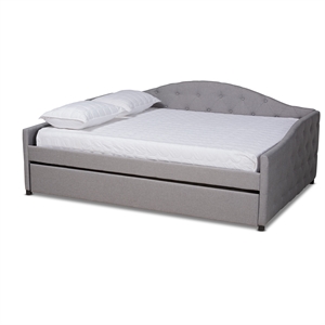 baxton studio becker transitional grey full size daybed with trundle