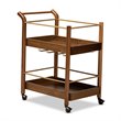 Baxton Studio Tahir Brown and Gold Finished Metal 2-Tier Mobile Bar Cart