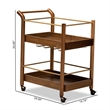 Baxton Studio Tahir Brown and Gold Finished Metal 2-Tier Mobile Bar Cart