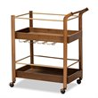 Baxton Studio Tahir Brown and Gold Finished Metal 2-Tier Mobile Bar Cart
