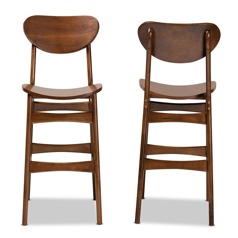 Baxton Studio Katya Brown Finished Wood 2-Piece Bar Stool Set