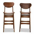 Baxton Studio Katya Brown Finished Wood 2-Piece Bar Stool Set