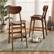 Baxton Studio Katya Brown Finished Wood 2-Piece Bar Stool Set
