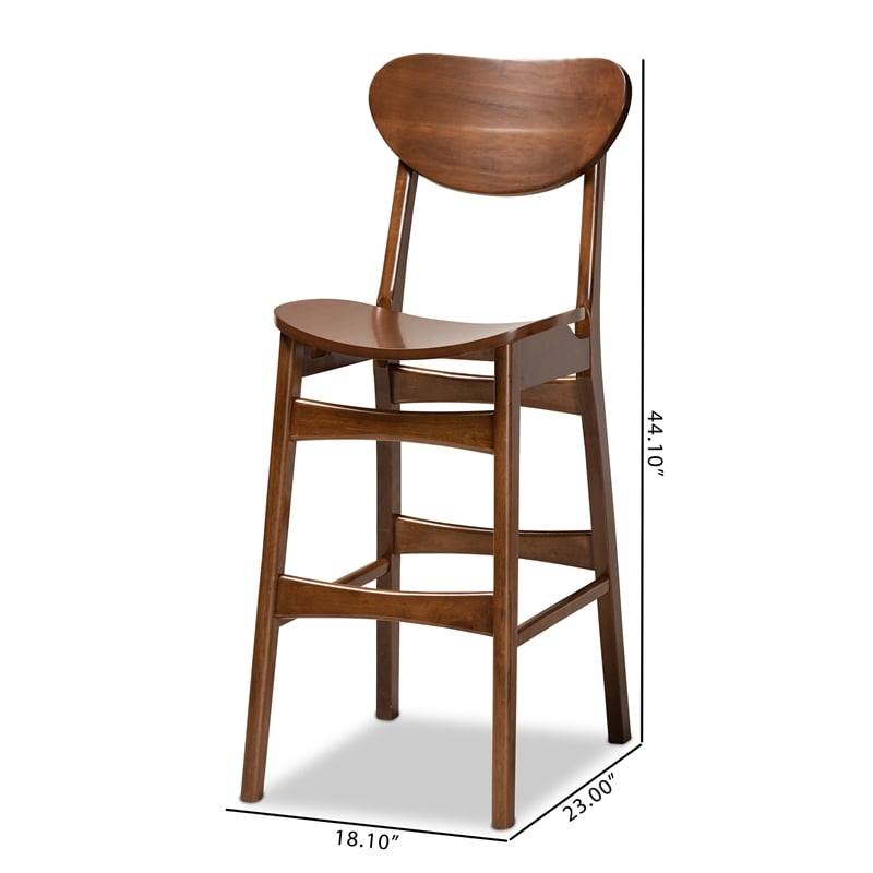 Baxton Studio Katya Brown Finished Wood 2-Piece Bar Stool Set