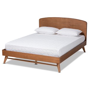 Baxton Studio Keagan Brown Finished Wood Full Size Platform Bed