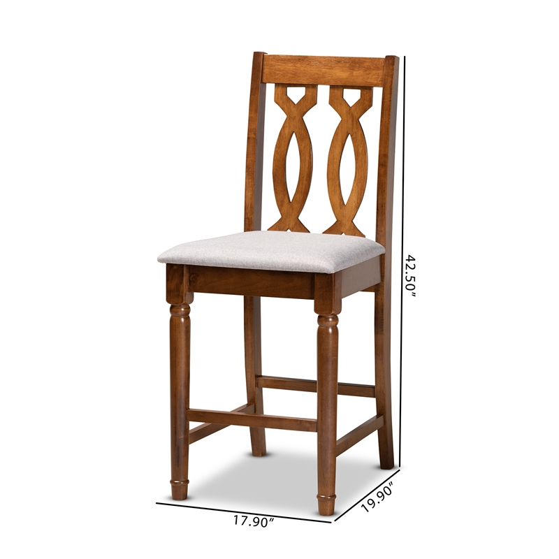 Baxton Studio Darcie Grey and Brown Finished Wood 2-Piece Counter Stool Set
