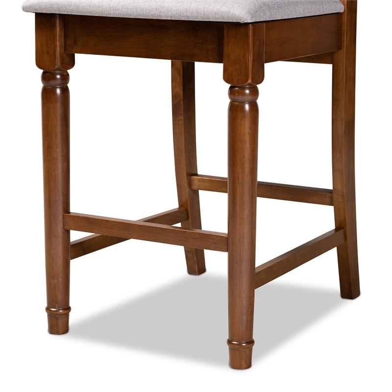 Baxton Studio Darcie Grey and Brown Finished Wood 2-Piece Counter Stool Set
