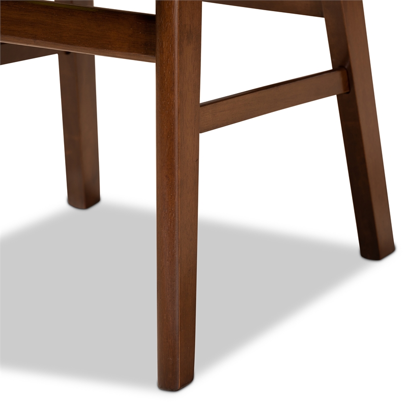 Baxton Studio Euclid Sand and Brown Finished Wood 2-Piece Dining Chair Set