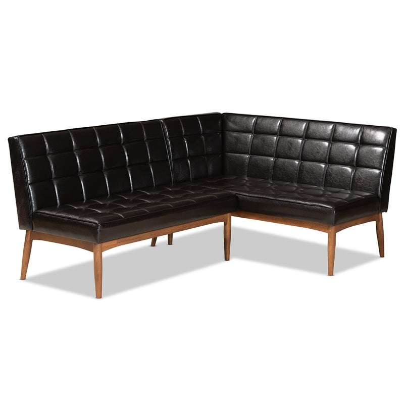 Baxton Studio Sanford Brown Finished Wood 2-Piece Dining Nook Banquette Set