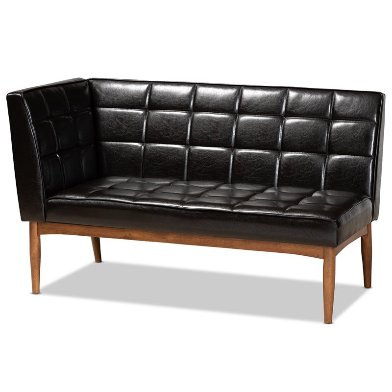Baxton Studio Sanford Brown Finished Wood 2-Piece Dining Nook Banquette Set