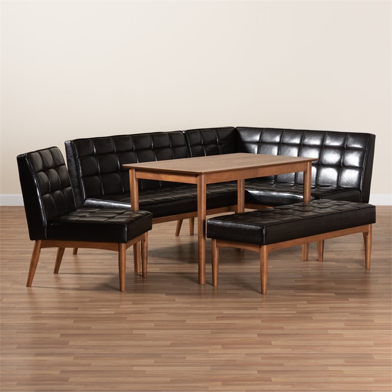 Baxton Studio Sanford Brown Finished Wood 5-Piece Dining Nook Set