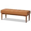 Baxton Studio Sanford Tan Walnut Brown Finished Wood Dining Bench