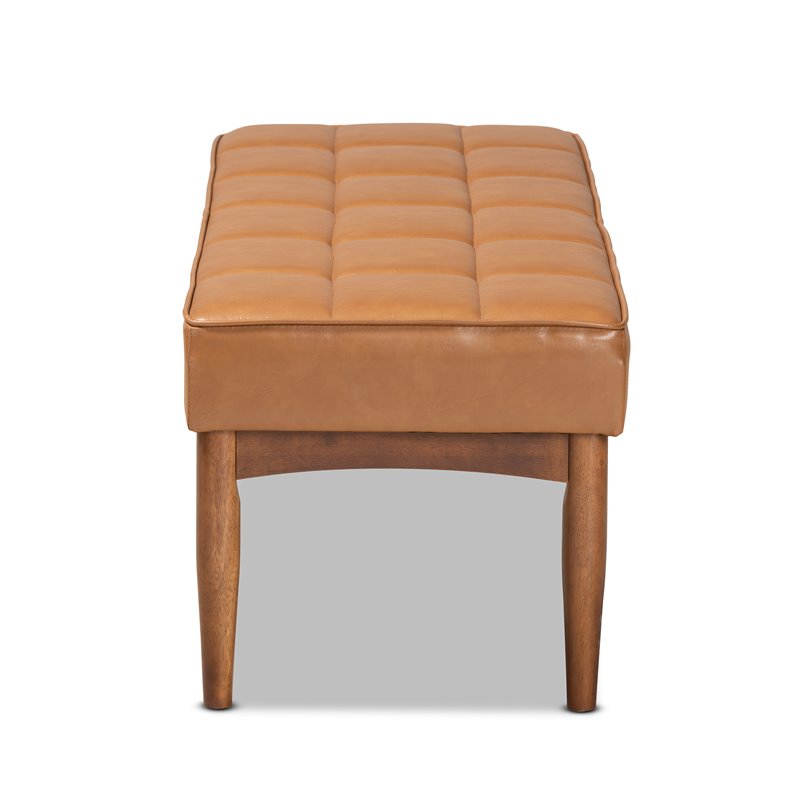 Baxton Studio Sanford Tan Walnut Brown Finished Wood Dining Bench