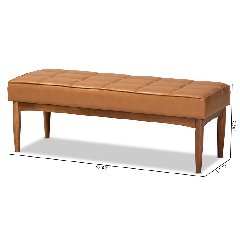 Baxton Studio Sanford Tan Walnut Brown Finished Wood Dining Bench