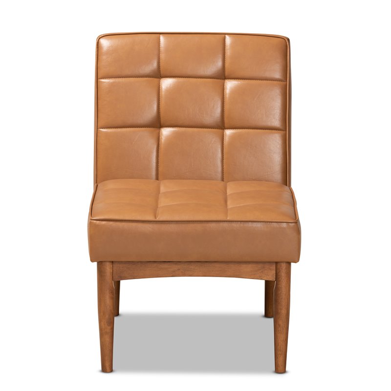Baxton Studio Sanford Tan Walnut Brown Finished Wood Dining Chair