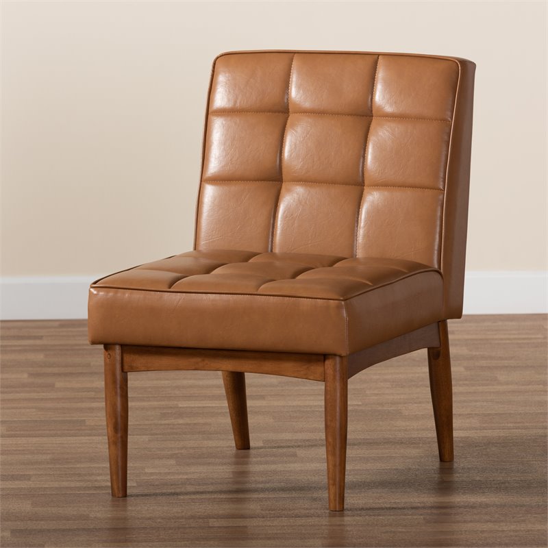 Baxton Studio Sanford Tan Walnut Brown Finished Wood Dining Chair