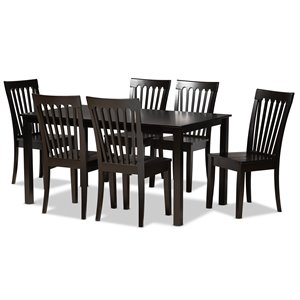 Baxton Studio Erion Dark Brown Finished Wood 7-Piece Dining Set