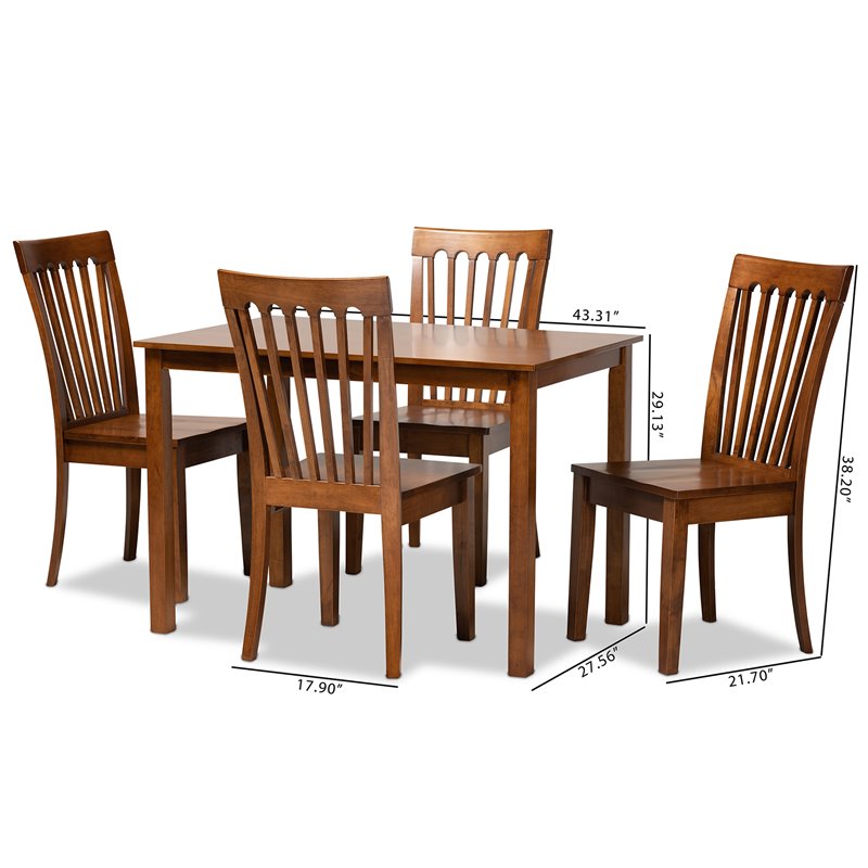 Baxton Studio Erion Walnut Brown Finished Wood 5-Piece Dining Set