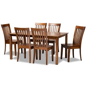 Baxton Studio Erion Walnut Brown Finished Wood 7-Piece Dining Set