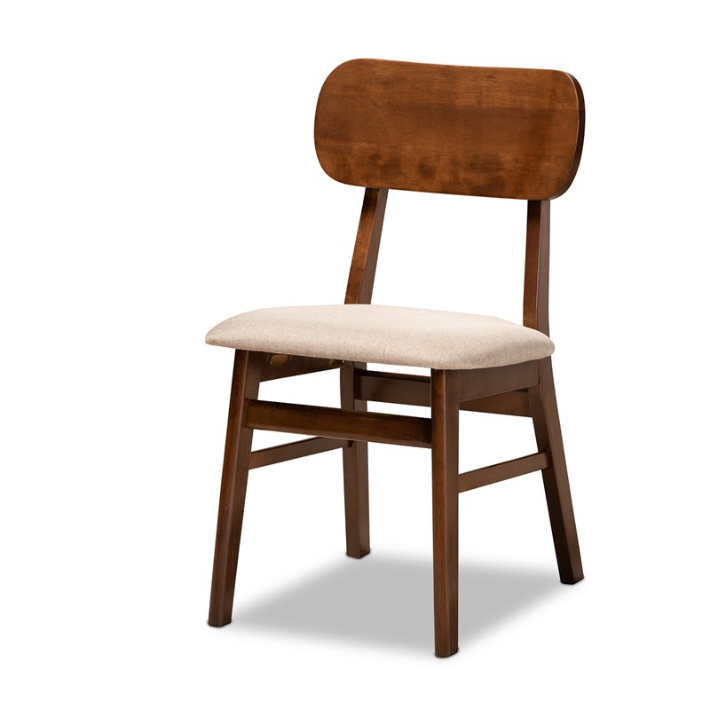 Baxton Studio Euclid Sand and Walnut Brown Finished Wood 5-Piece Dining Set