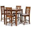 Baxton Studio Darcie Grey and Walnut Brown Finished Wood 5-Piece Pub Set