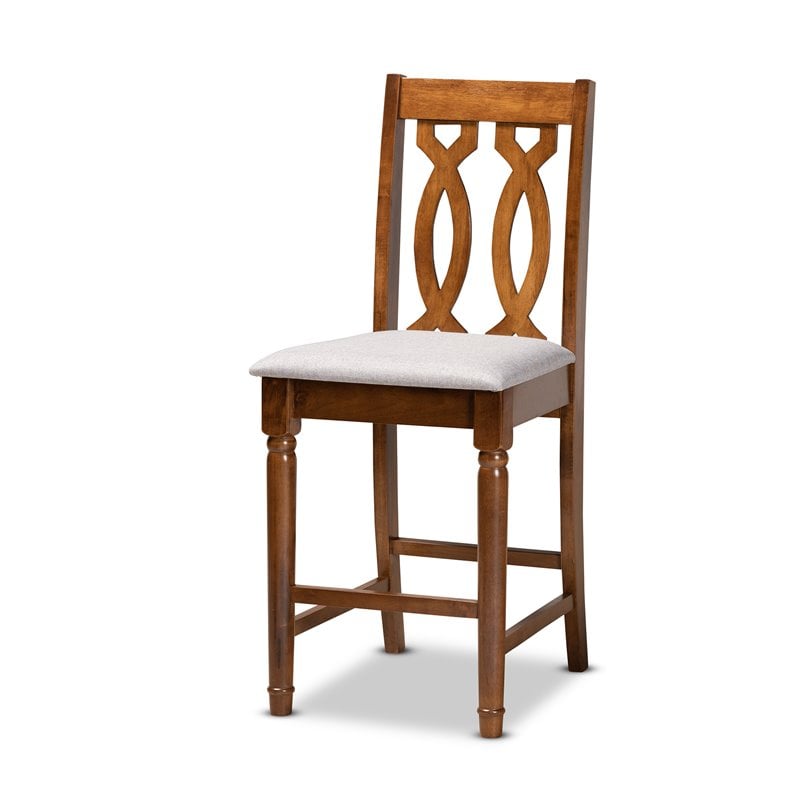 Baxton Studio Darcie Grey and Walnut Brown Finished Wood 5-Piece Pub Set