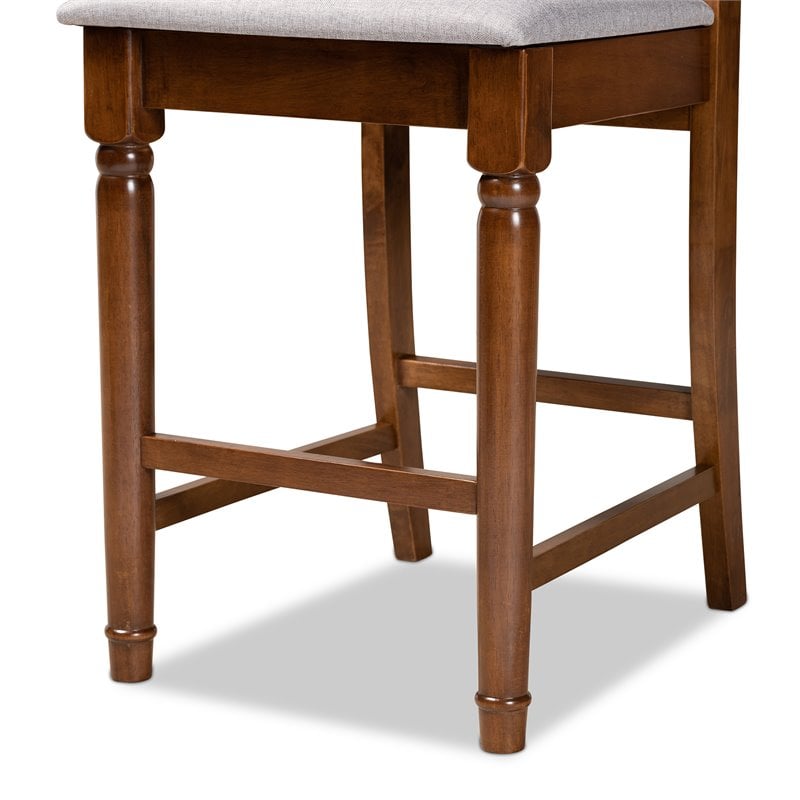Baxton Studio Darcie Grey and Walnut Brown Finished Wood 5-Piece Pub Set