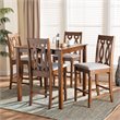 Baxton Studio Darcie Grey and Walnut Brown Finished Wood 5-Piece Pub Set