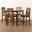 Baxton Studio Darcie Grey and Walnut Brown Finished Wood 5-Piece Pub Set
