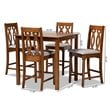 Baxton Studio Darcie Grey and Walnut Brown Finished Wood 5-Piece Pub Set