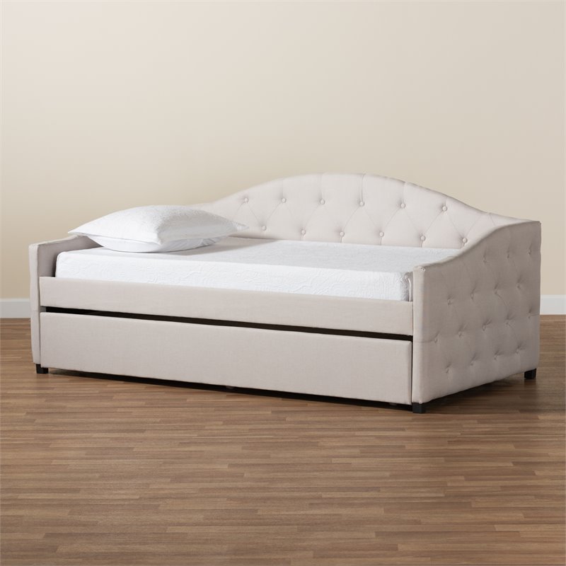 Baxton Studio Becker Transitional Brown Beige Twin Size Daybed with Trundle