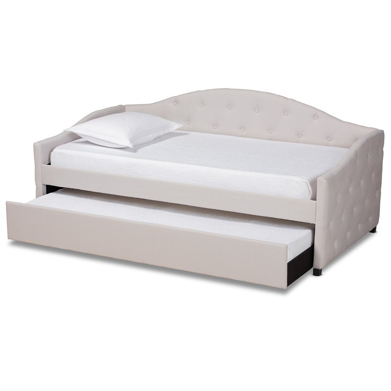 Baxton Studio Becker Transitional Brown Beige Twin Size Daybed with Trundle