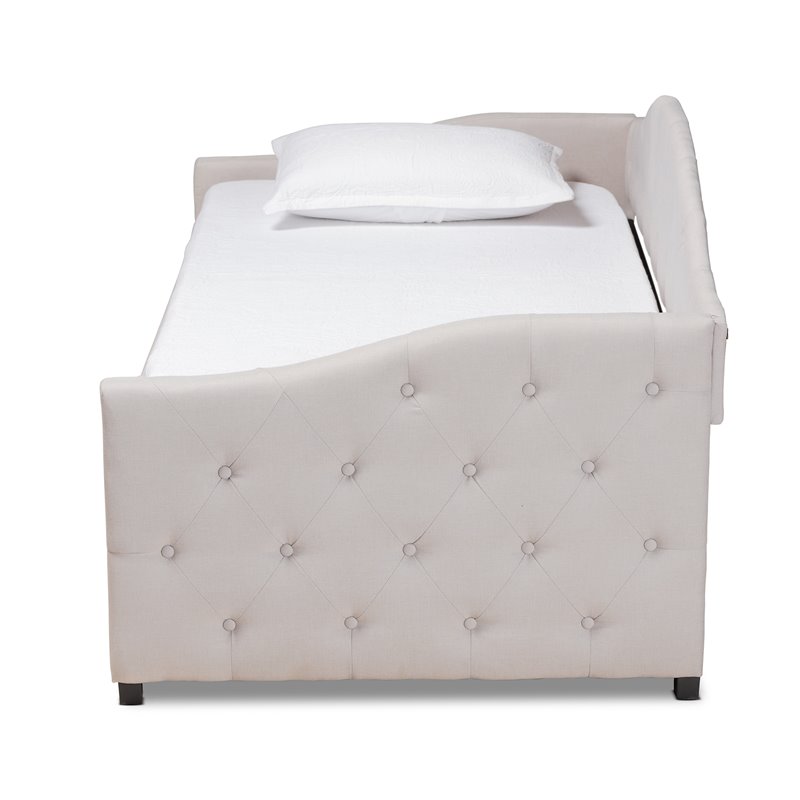 Baxton Studio Becker Transitional Brown Beige Twin Size Daybed with Trundle