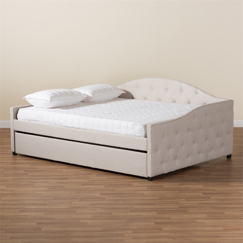 Baxton Studio Becker Transitional Beige Full Size Daybed with Trundle