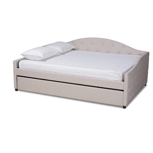 baxton studio becker transitional beige full size daybed with trundle