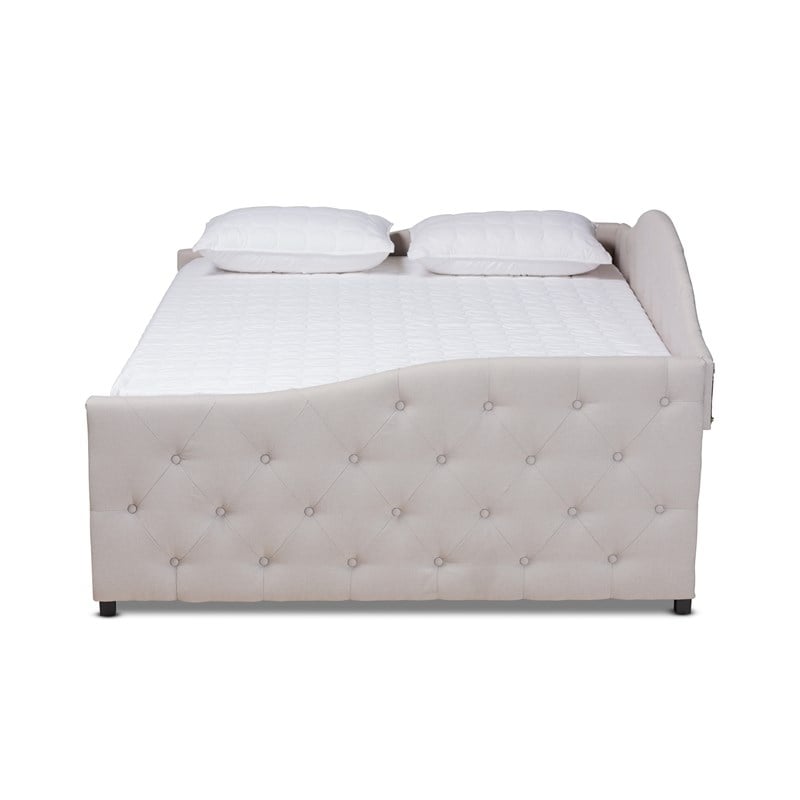 Baxton Studio Becker Transitional Beige Queen Size Daybed with Trundle