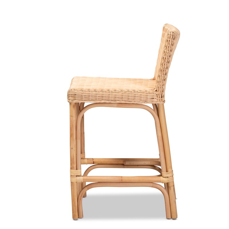Baxton Studio Athena Natural Finished Rattan Counter Stool