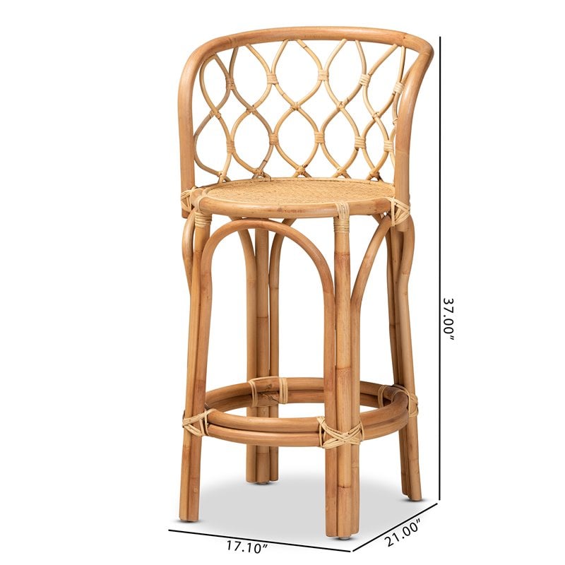 Baxton Studio Diana Natural Finished Rattan Counter Stool