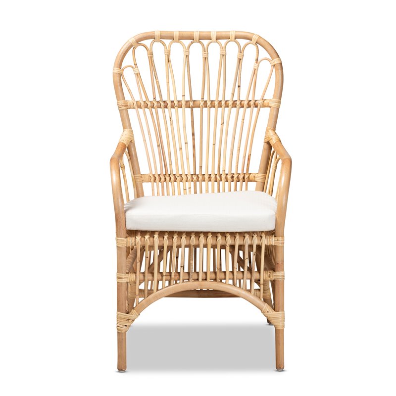 baxton studio aya natural finished rattan armchair