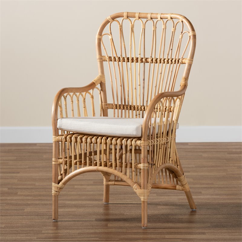 baxton studio aya natural finished rattan armchair
