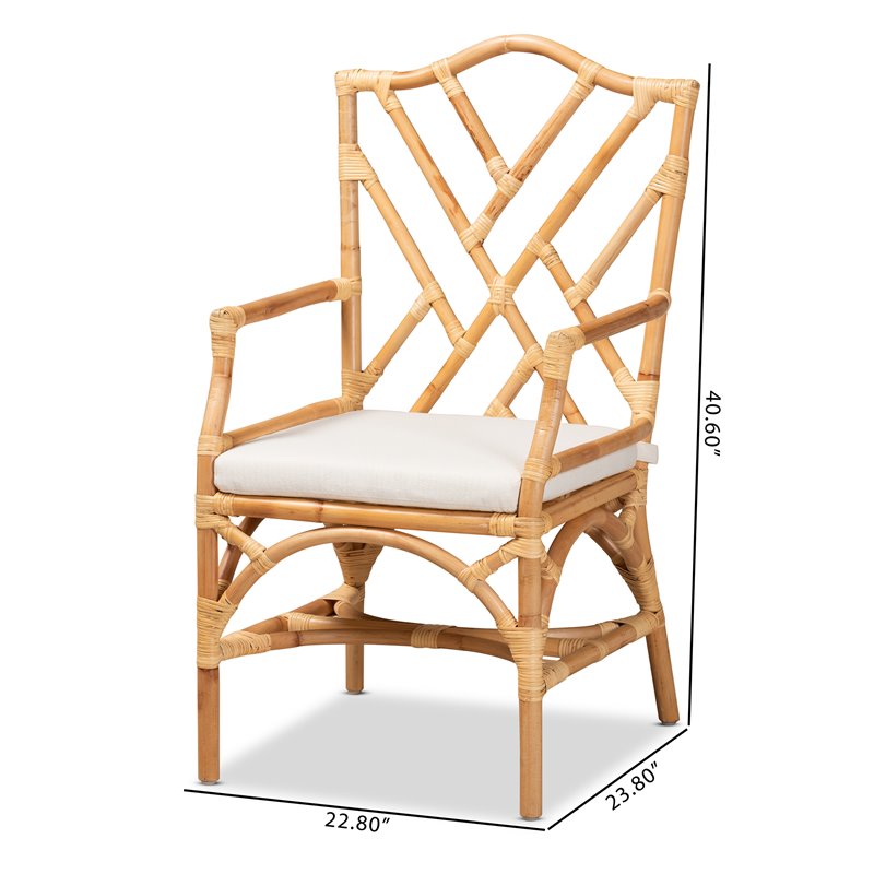 Baxton Studio Delta Natural Finished Rattan Armchair