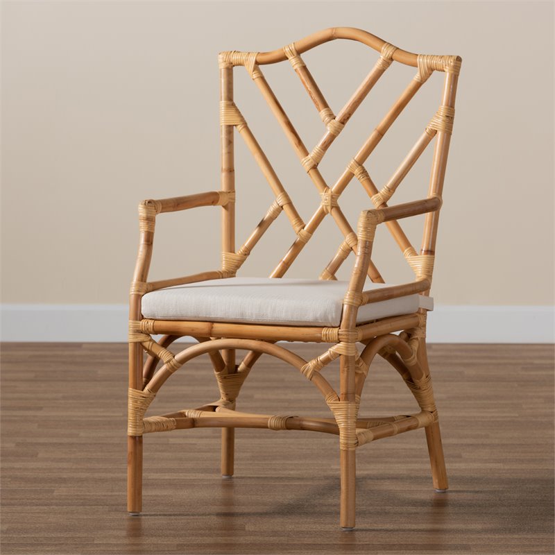 Baxton Studio Delta Natural Finished Rattan Armchair