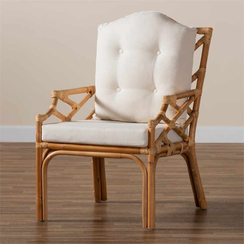 Baxton Studio Sonia Natural Finished Rattan Armchair
